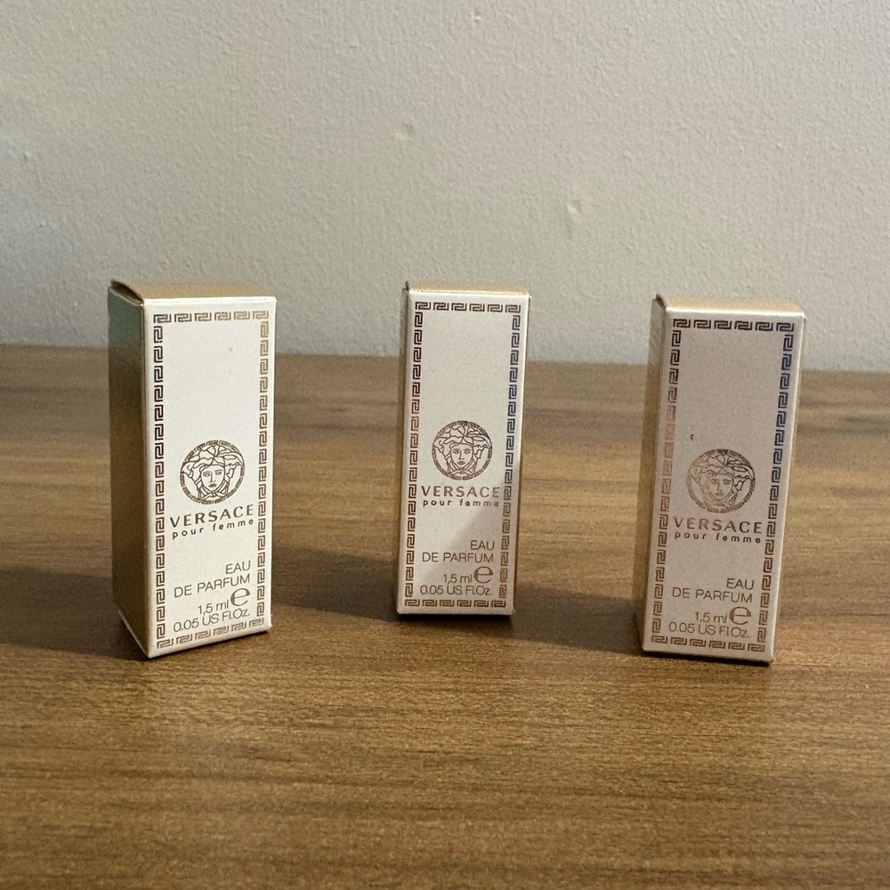 Versace Pour Femme Eau De Parfum Edp Vial Sample 1.5ml 0.05oz Lot Of 3